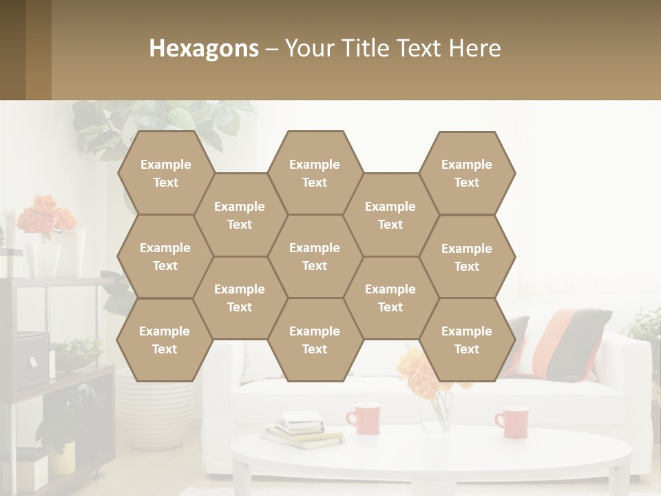 A Living Room With A White Couch And A Coffee Table PowerPoint Template