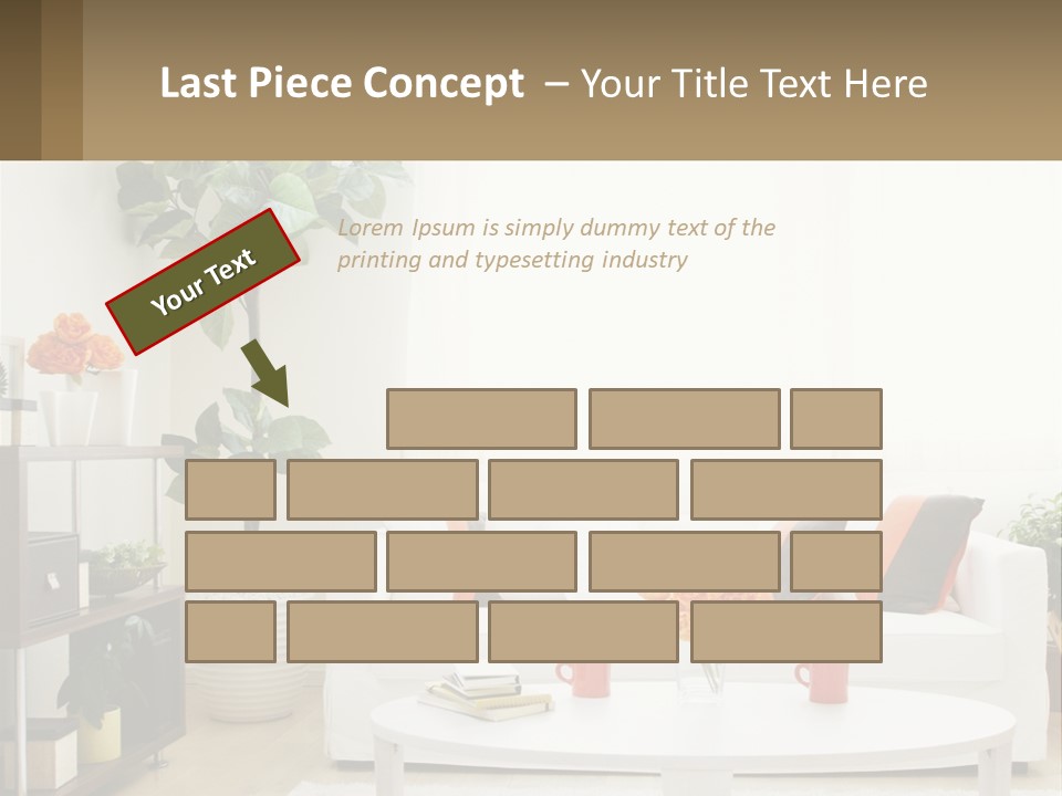 A Living Room With A White Couch And A Coffee Table PowerPoint Template