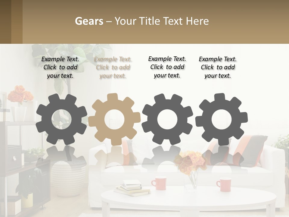 A Living Room With A White Couch And A Coffee Table PowerPoint Template