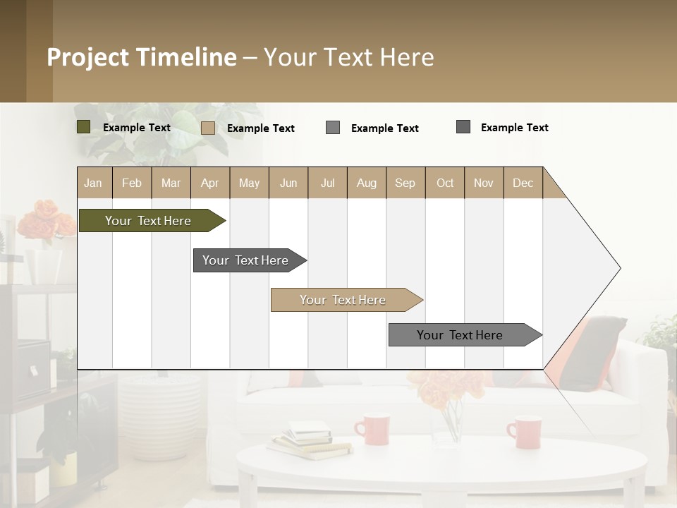 A Living Room With A White Couch And A Coffee Table PowerPoint Template