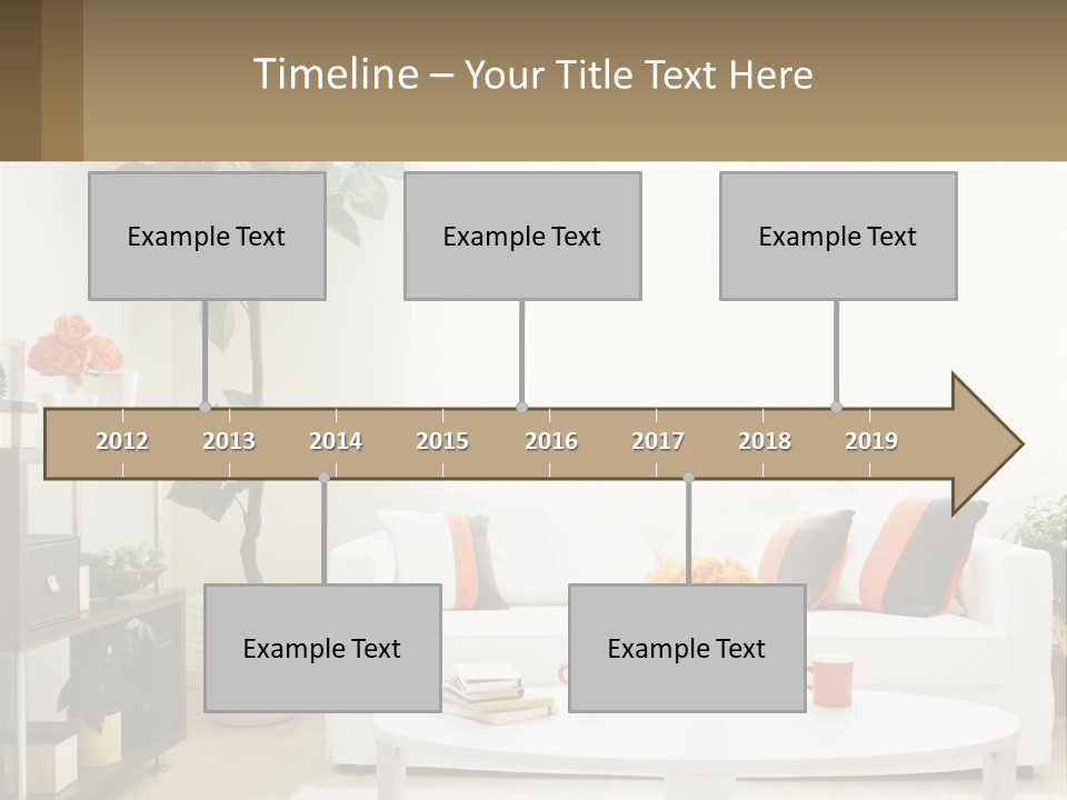 A Living Room With A White Couch And A Coffee Table PowerPoint Template