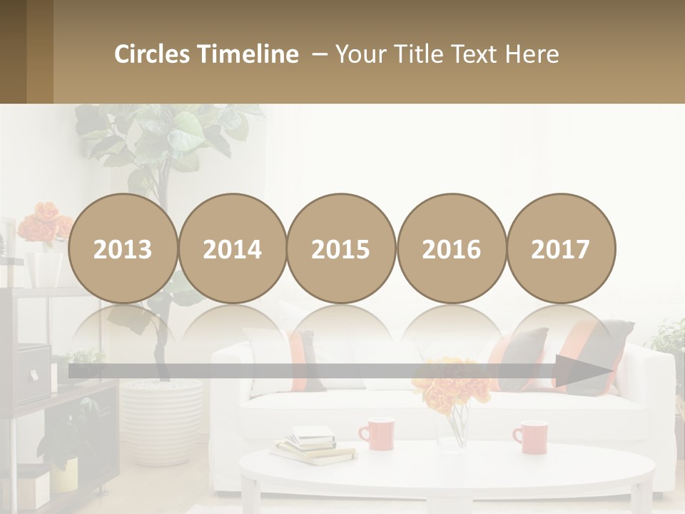 A Living Room With A White Couch And A Coffee Table PowerPoint Template