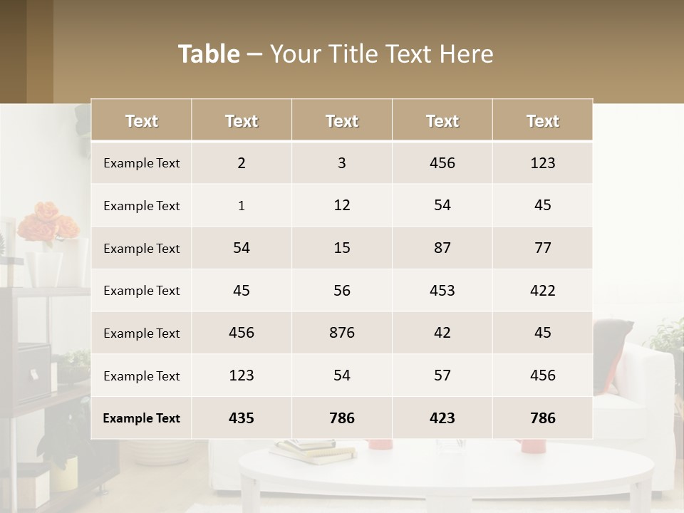 A Living Room With A White Couch And A Coffee Table PowerPoint Template