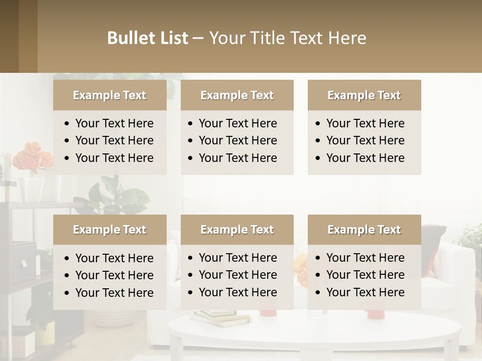 A Living Room With A White Couch And A Coffee Table PowerPoint Template