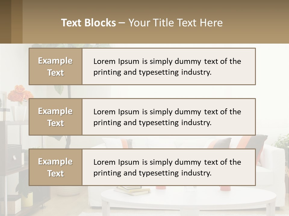 A Living Room With A White Couch And A Coffee Table PowerPoint Template