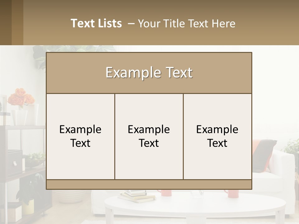 A Living Room With A White Couch And A Coffee Table PowerPoint Template