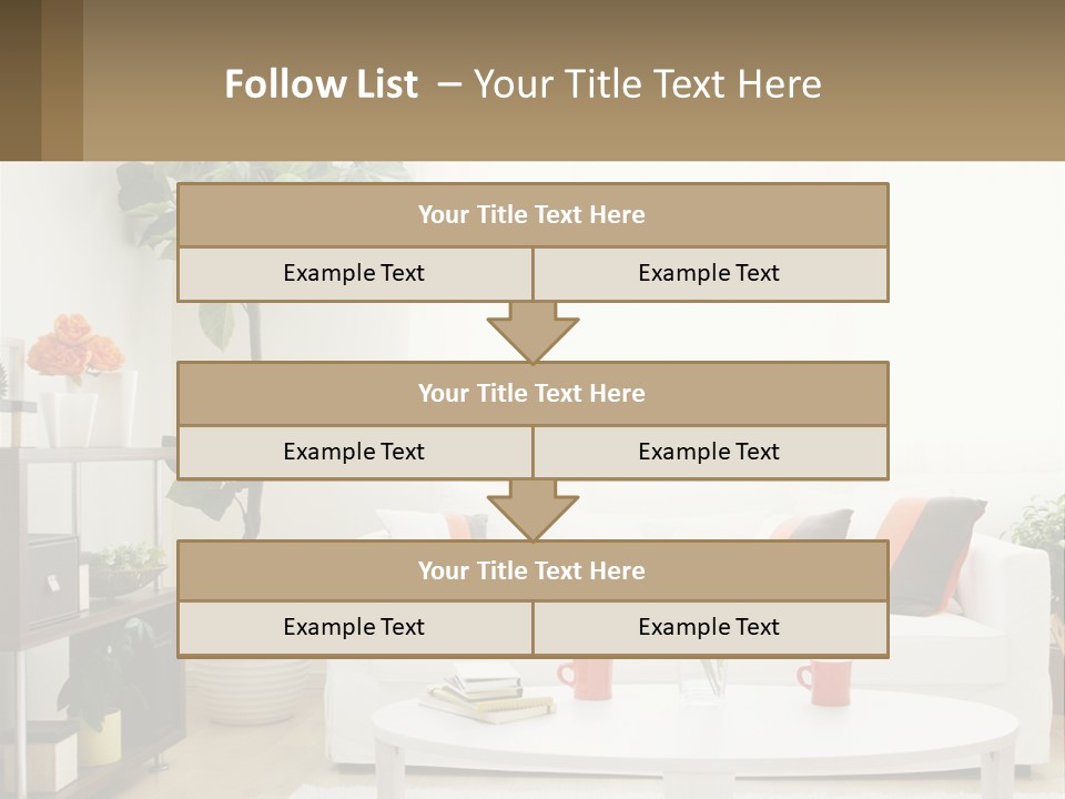 A Living Room With A White Couch And A Coffee Table PowerPoint Template