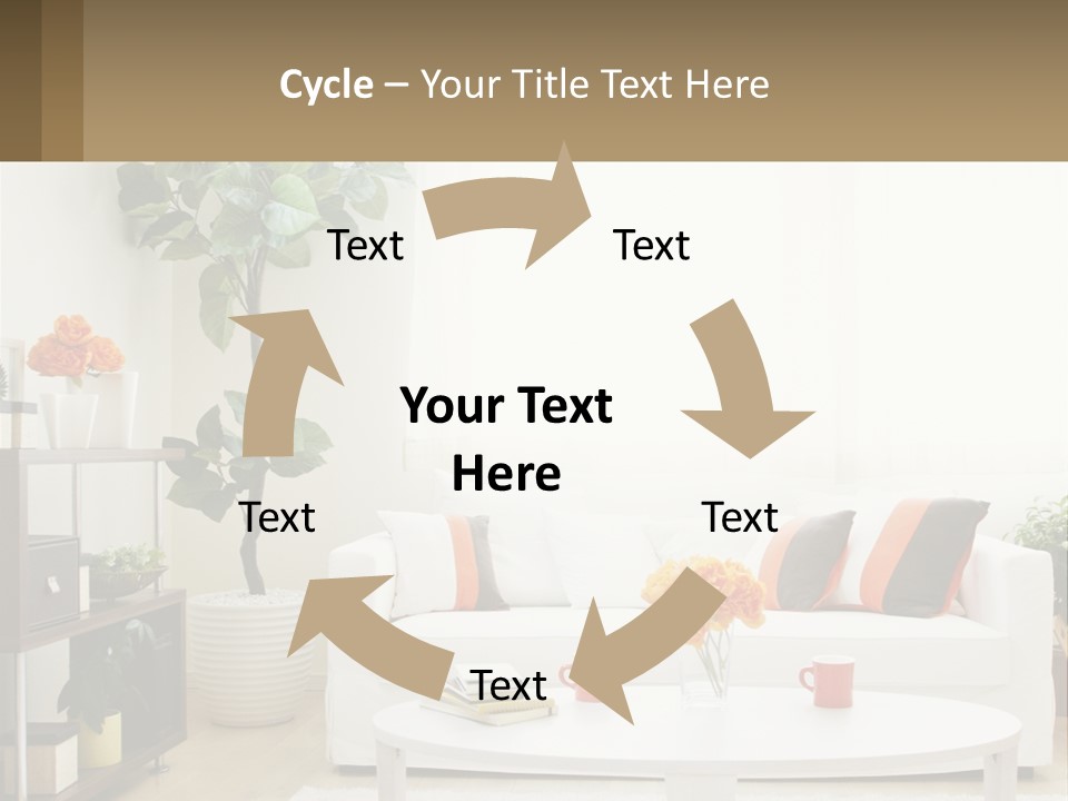 A Living Room With A White Couch And A Coffee Table PowerPoint Template