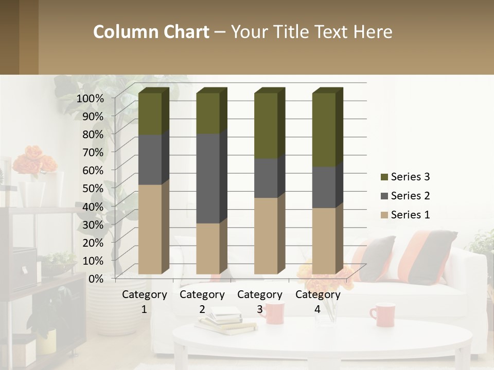 A Living Room With A White Couch And A Coffee Table PowerPoint Template
