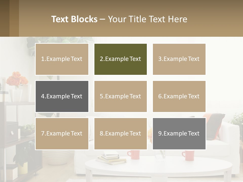 A Living Room With A White Couch And A Coffee Table PowerPoint Template