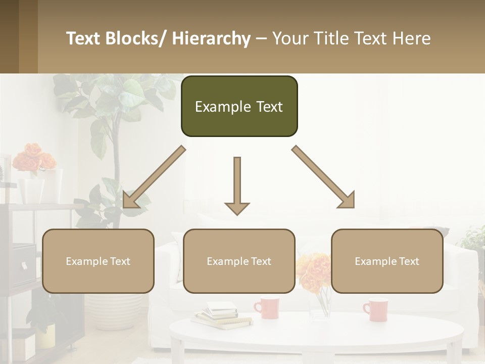 A Living Room With A White Couch And A Coffee Table PowerPoint Template