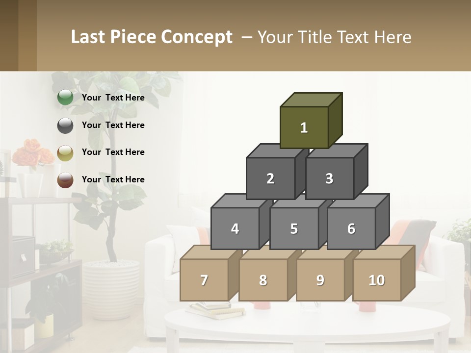 A Living Room With A White Couch And A Coffee Table PowerPoint Template