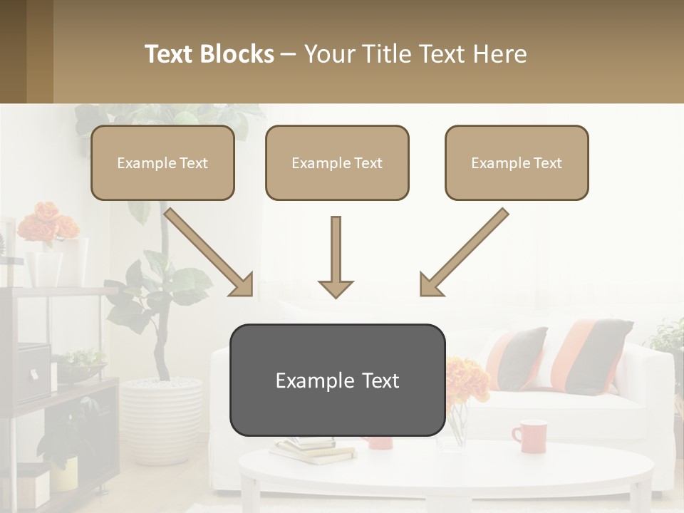 A Living Room With A White Couch And A Coffee Table PowerPoint Template
