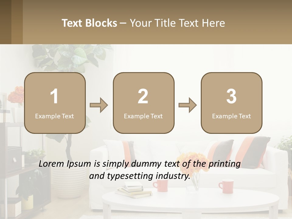 A Living Room With A White Couch And A Coffee Table PowerPoint Template