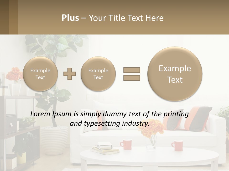A Living Room With A White Couch And A Coffee Table PowerPoint Template