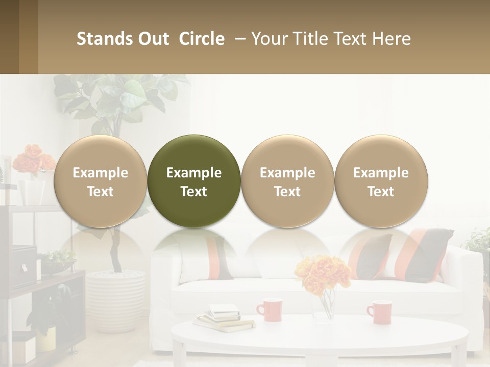 A Living Room With A White Couch And A Coffee Table PowerPoint Template