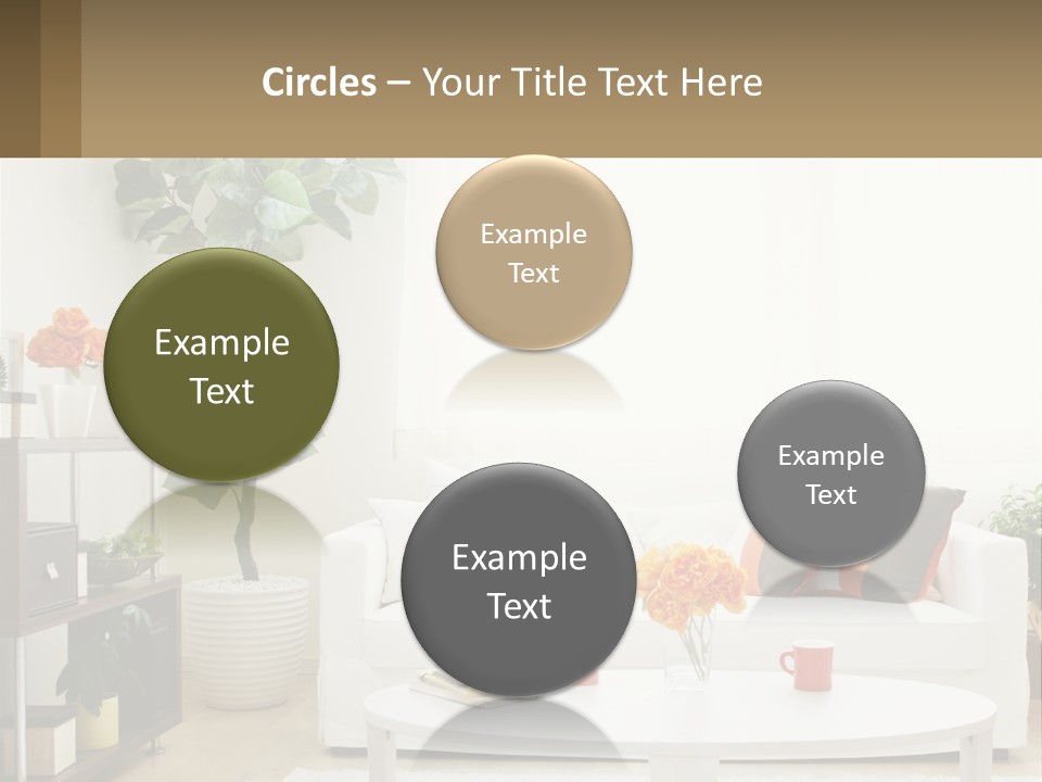 A Living Room With A White Couch And A Coffee Table PowerPoint Template