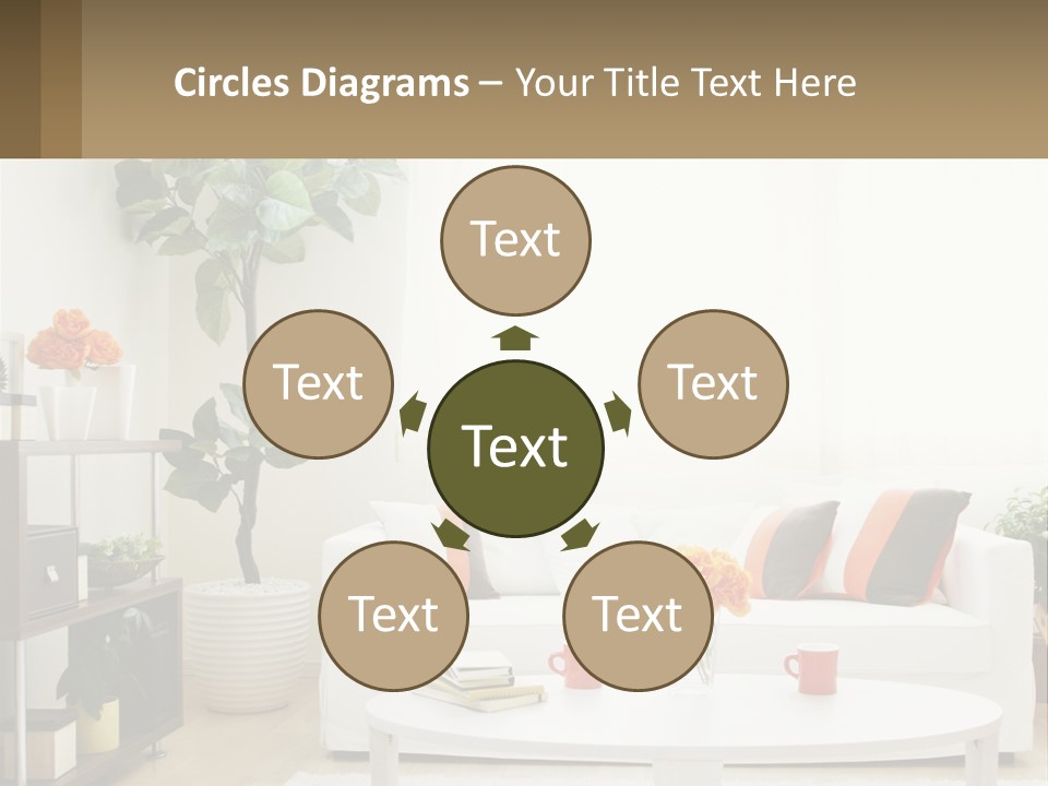 A Living Room With A White Couch And A Coffee Table PowerPoint Template