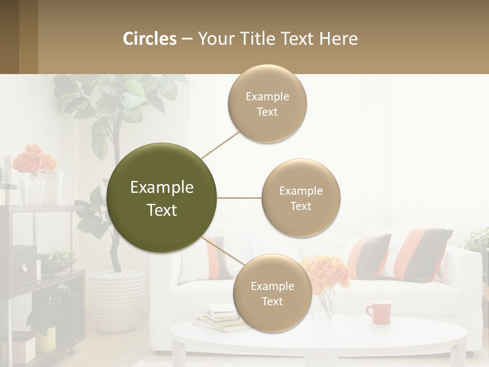 A Living Room With A White Couch And A Coffee Table PowerPoint Template