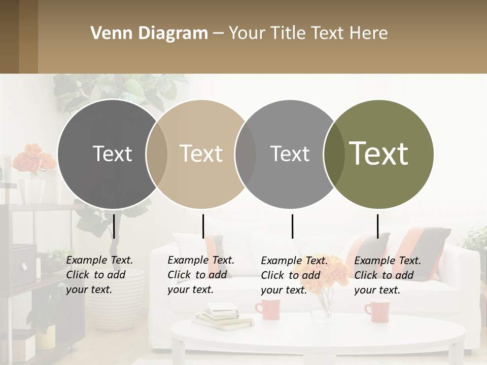 A Living Room With A White Couch And A Coffee Table PowerPoint Template