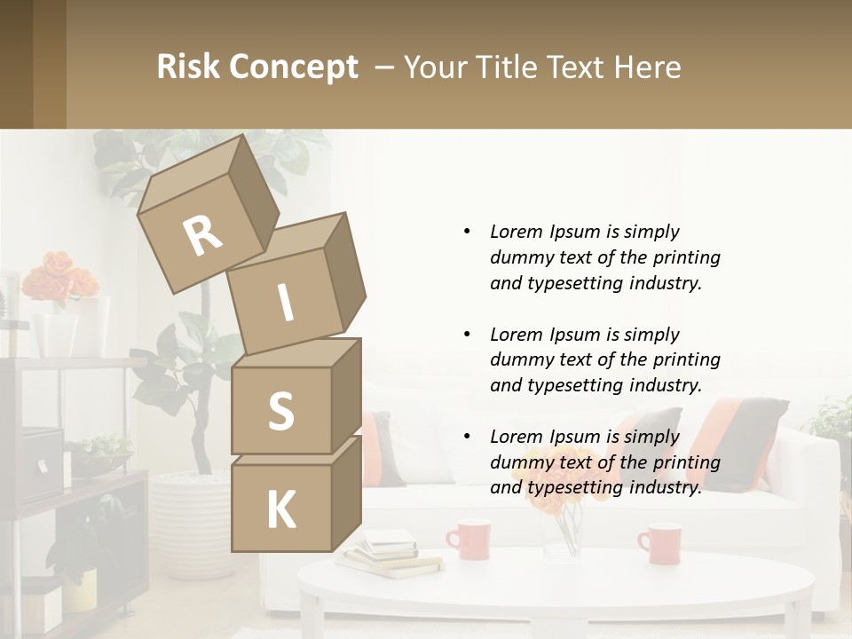 A Living Room With A White Couch And A Coffee Table PowerPoint Template