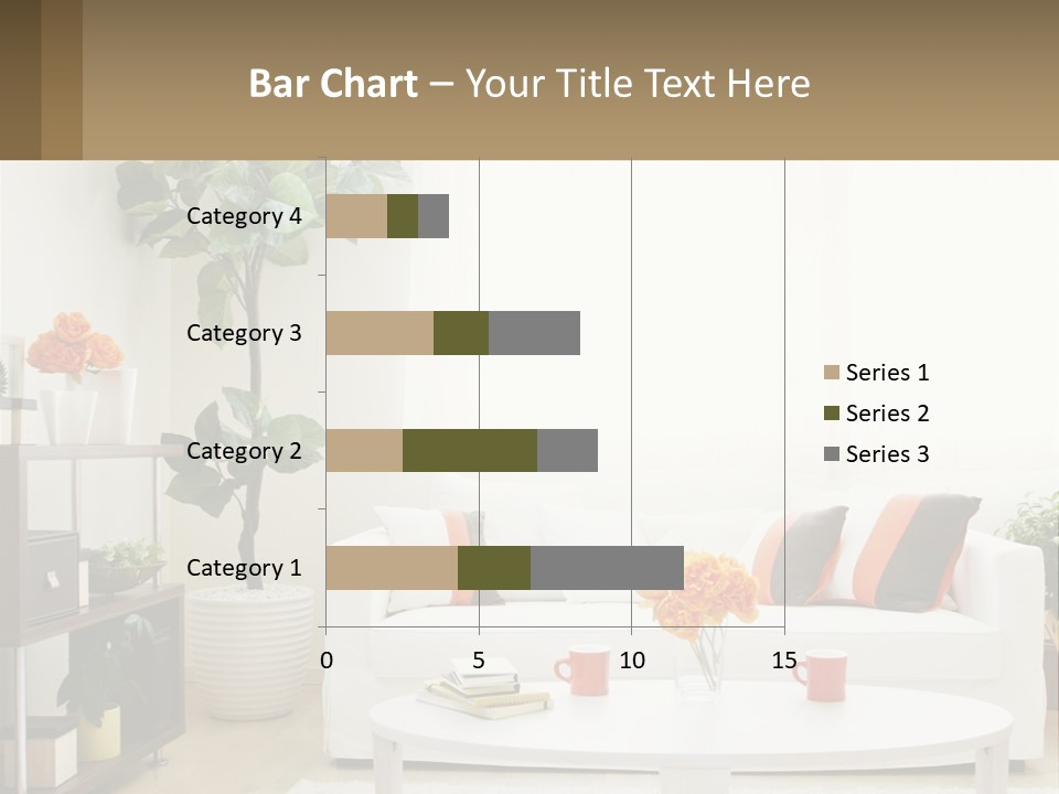 A Living Room With A White Couch And A Coffee Table PowerPoint Template