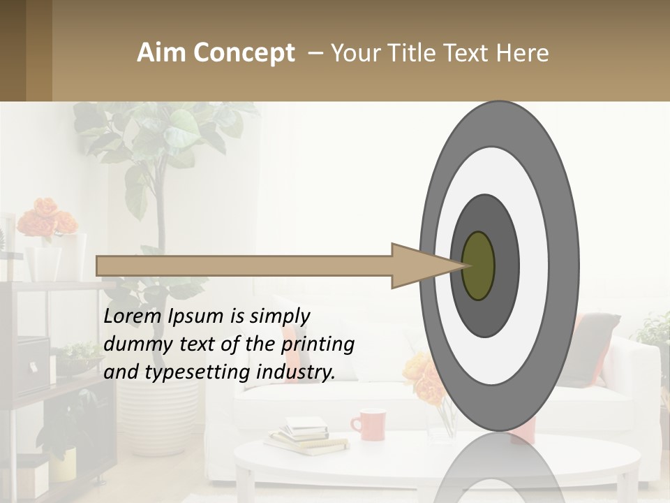 A Living Room With A White Couch And A Coffee Table PowerPoint Template