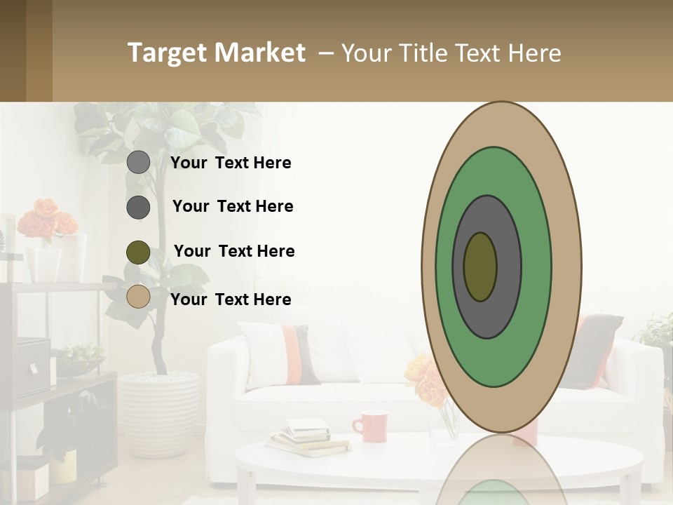 A Living Room With A White Couch And A Coffee Table PowerPoint Template