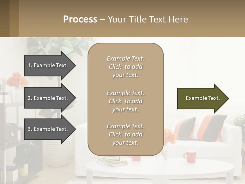 A Living Room With A White Couch And A Coffee Table PowerPoint Template