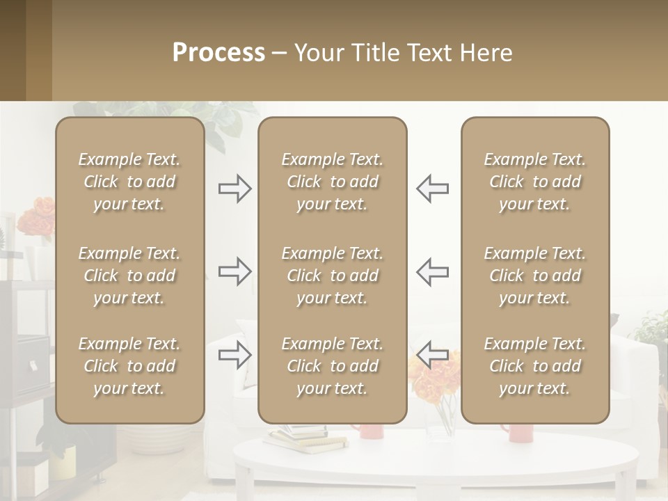 A Living Room With A White Couch And A Coffee Table PowerPoint Template