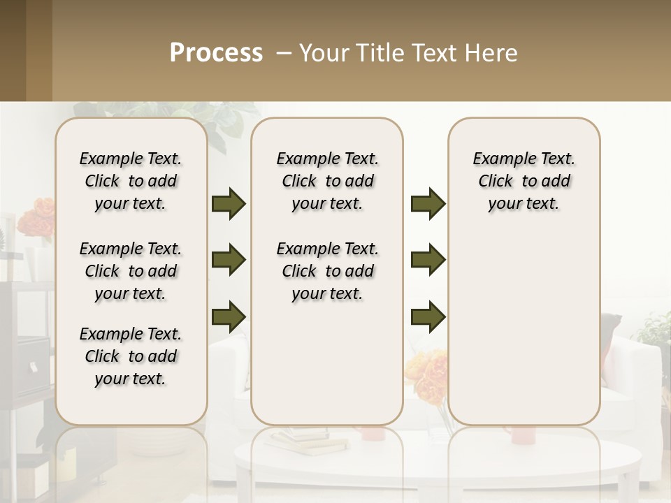 A Living Room With A White Couch And A Coffee Table PowerPoint Template