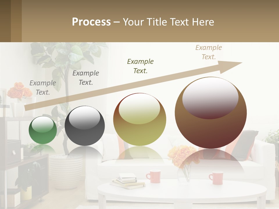 A Living Room With A White Couch And A Coffee Table PowerPoint Template