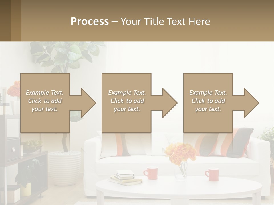 A Living Room With A White Couch And A Coffee Table PowerPoint Template