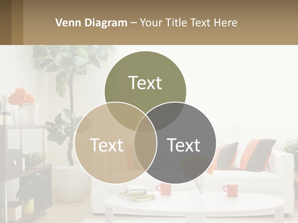 A Living Room With A White Couch And A Coffee Table PowerPoint Template