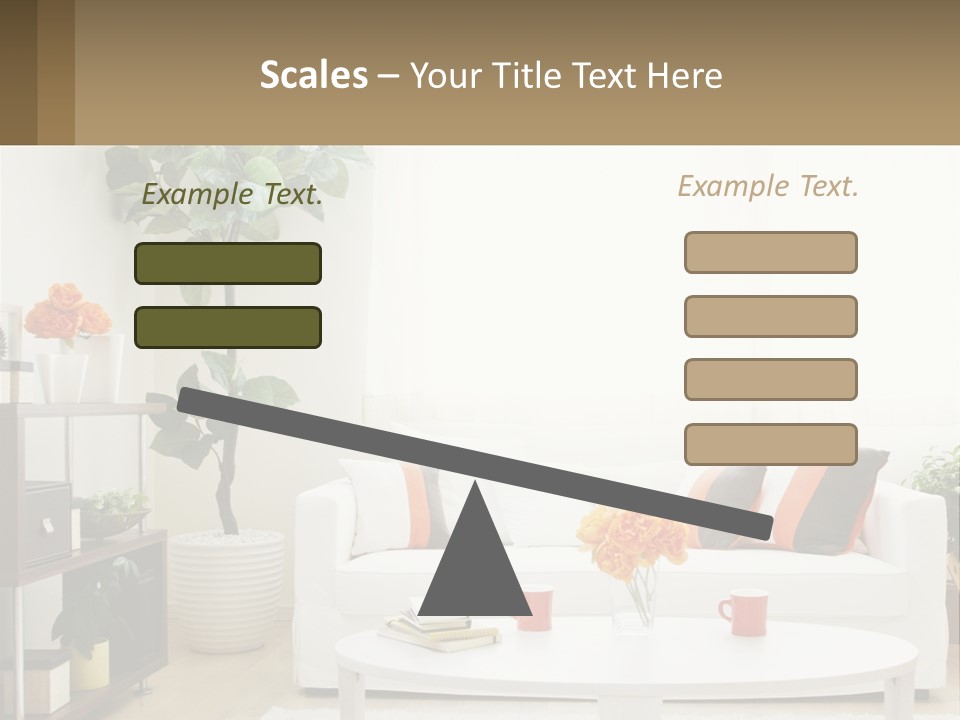 A Living Room With A White Couch And A Coffee Table PowerPoint Template
