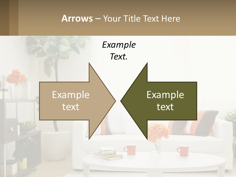 A Living Room With A White Couch And A Coffee Table PowerPoint Template