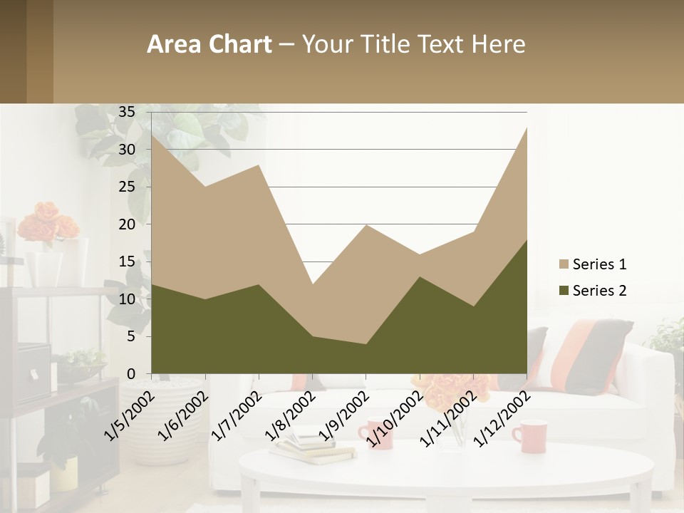 A Living Room With A White Couch And A Coffee Table PowerPoint Template