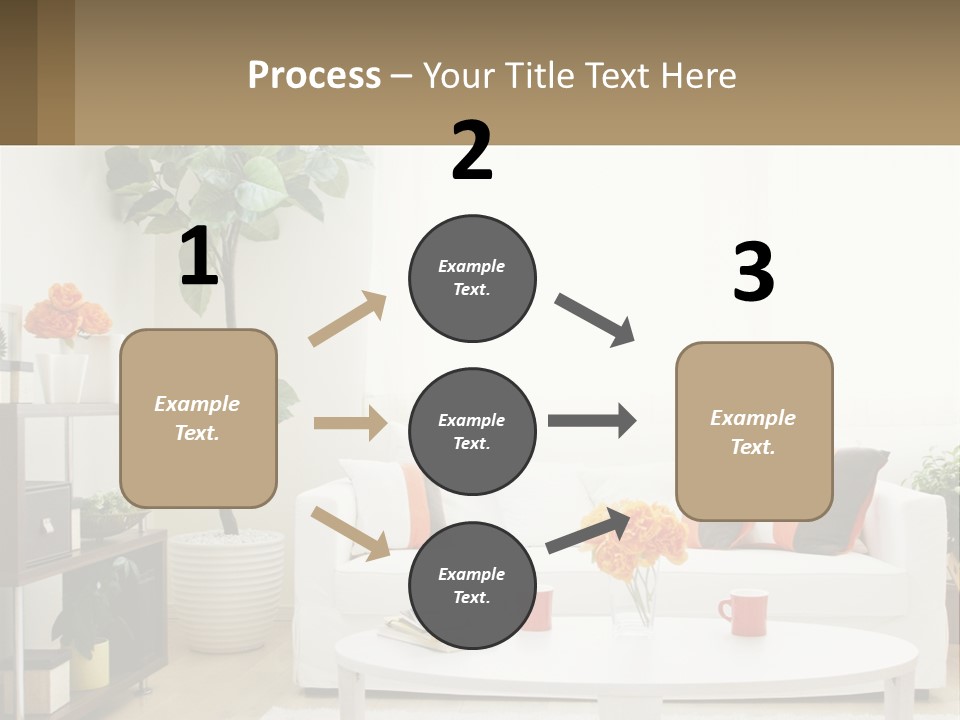 A Living Room With A White Couch And A Coffee Table PowerPoint Template