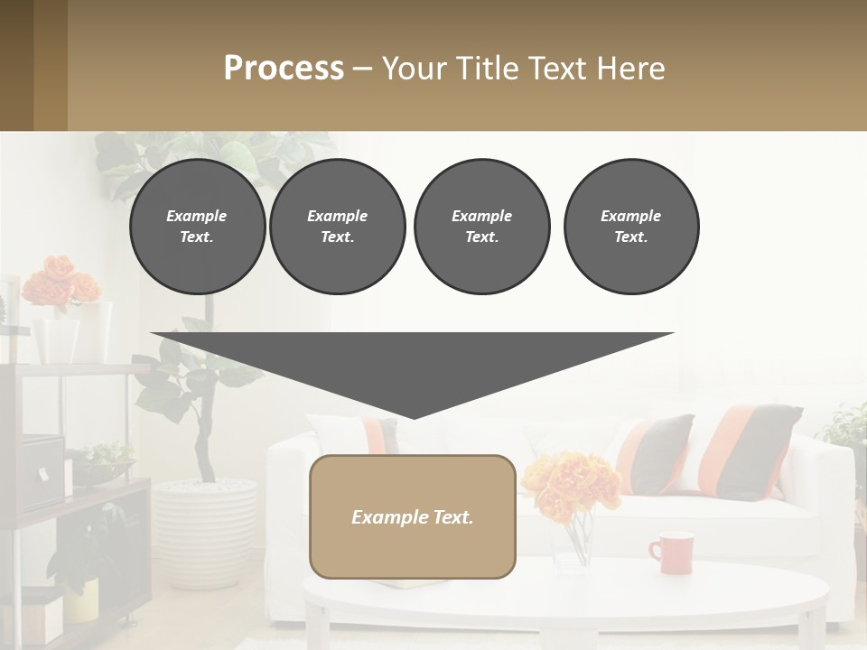 A Living Room With A White Couch And A Coffee Table PowerPoint Template