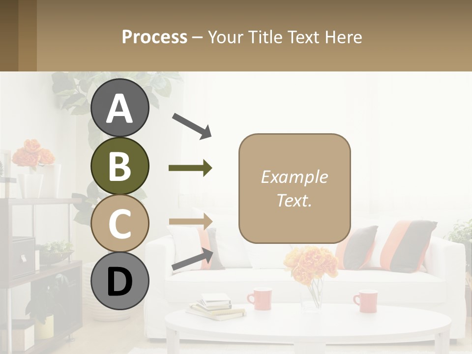 A Living Room With A White Couch And A Coffee Table PowerPoint Template