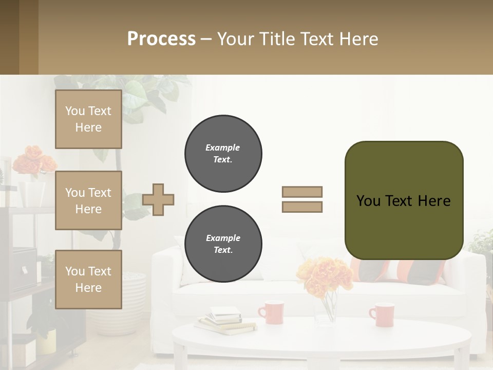 A Living Room With A White Couch And A Coffee Table PowerPoint Template