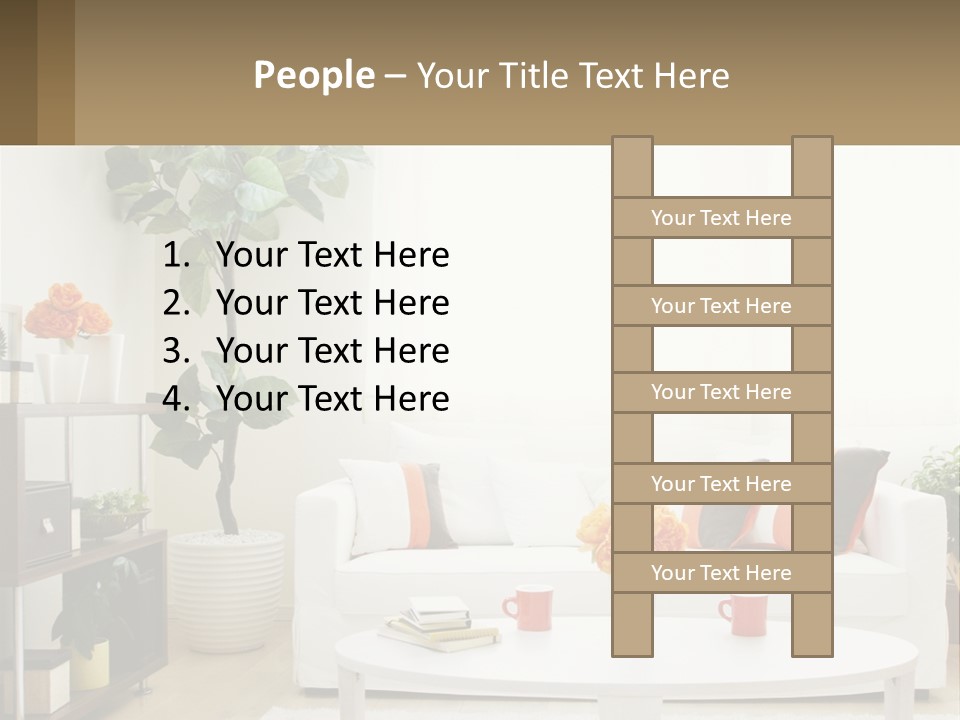 A Living Room With A White Couch And A Coffee Table PowerPoint Template