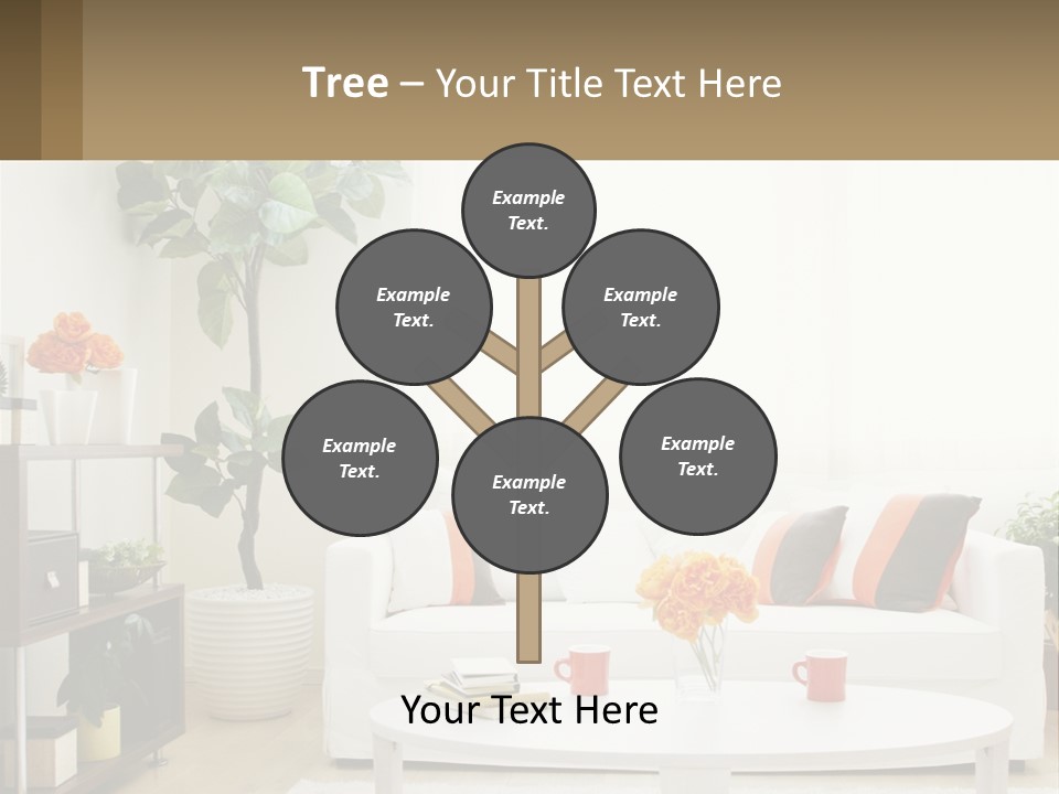 A Living Room With A White Couch And A Coffee Table PowerPoint Template