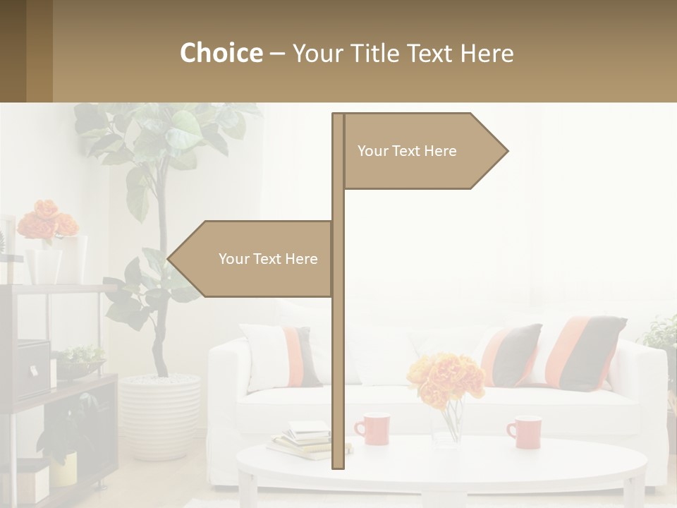 A Living Room With A White Couch And A Coffee Table PowerPoint Template