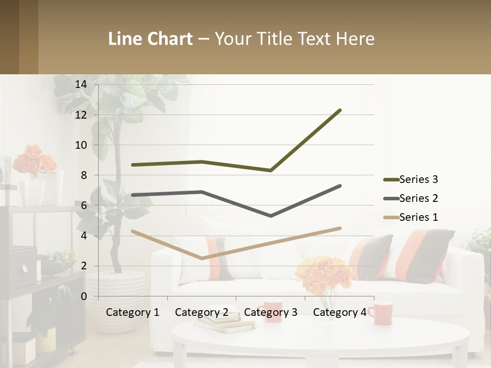 A Living Room With A White Couch And A Coffee Table PowerPoint Template
