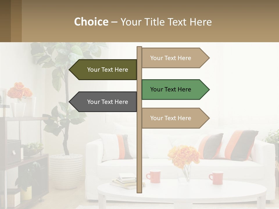 A Living Room With A White Couch And A Coffee Table PowerPoint Template