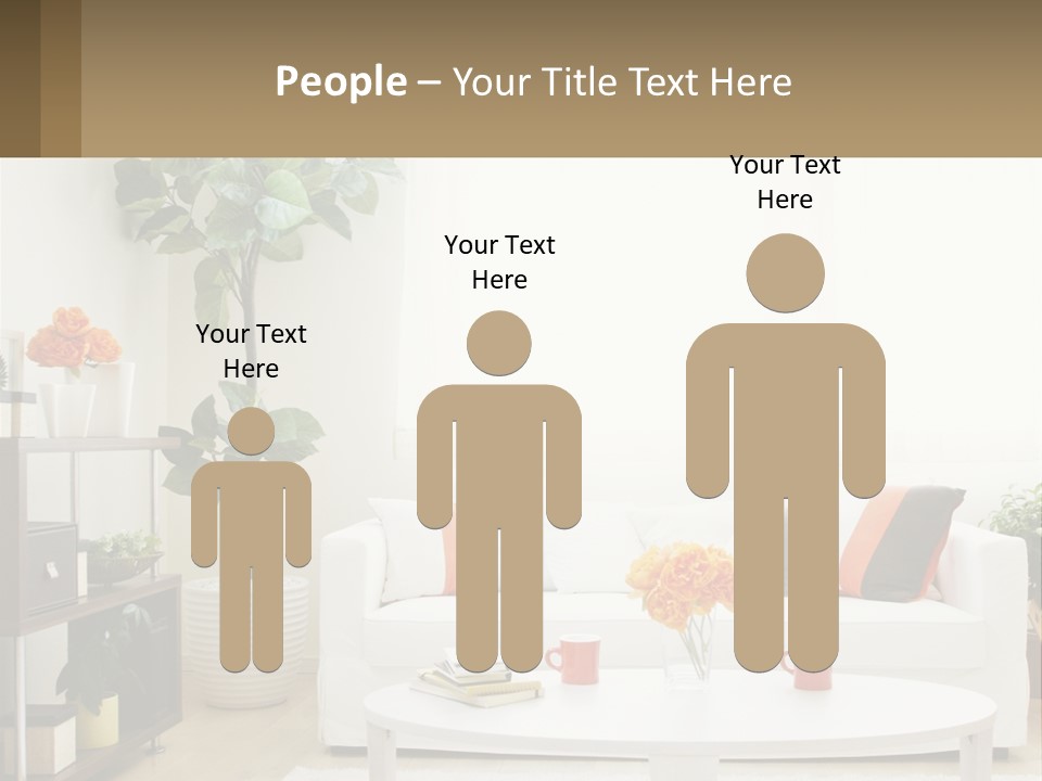 A Living Room With A White Couch And A Coffee Table PowerPoint Template