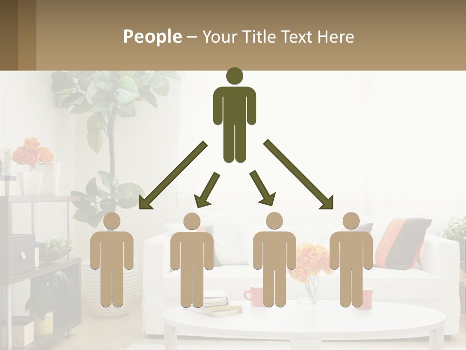 A Living Room With A White Couch And A Coffee Table PowerPoint Template