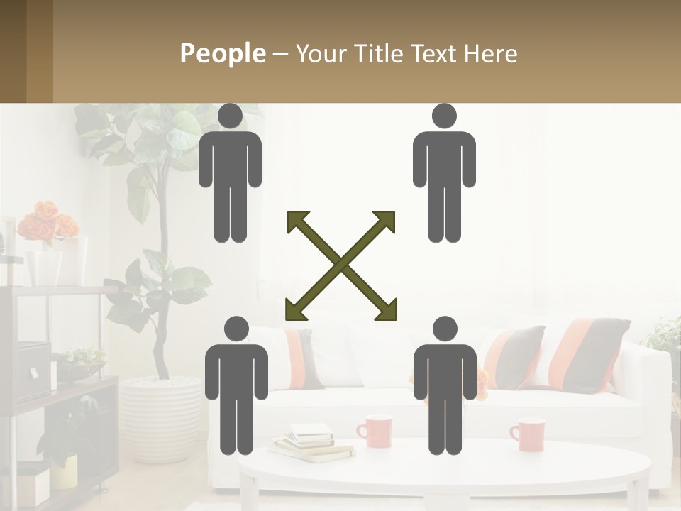 A Living Room With A White Couch And A Coffee Table PowerPoint Template