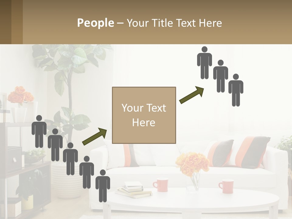 A Living Room With A White Couch And A Coffee Table PowerPoint Template